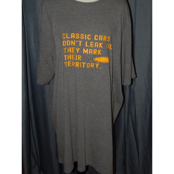 Men's 3XLT Classic Cars Don't Leak Oil They Mark Their Territory Gray Shirt - Picture 3 of 4